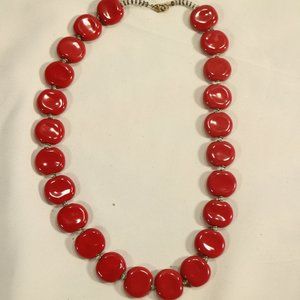 KAZURI Beads Red Pebbles 18 inch Hand-Made Necklace